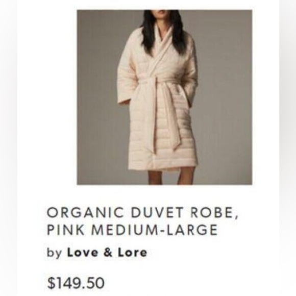 NWT Organic Duvet Robe Love & Lore, Pink Small / Medium - Picture 3 of 17